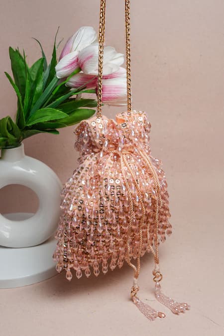 Buy Nayaab By Sonia Pink Sequins, Beads Crystalline Blush Potli Bag Online at Aza Fashions Buy_Nayaab By Sonia_Pink Sequins, Beads Crystalline Blush Potli Bag _Online_at_Aza_Fashions