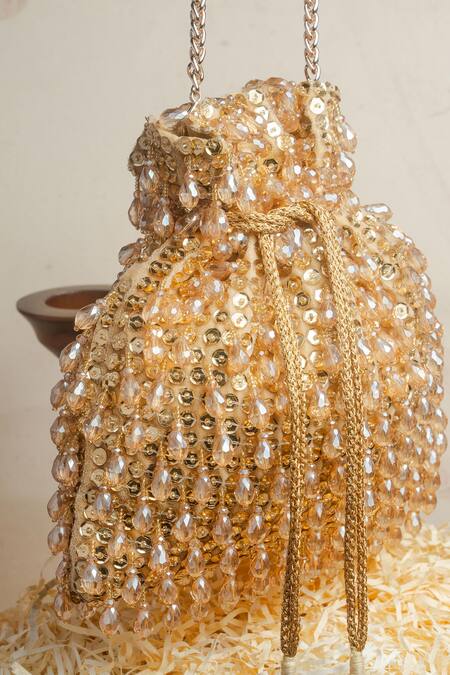 Nayaab By Sonia Gold Sequins, Beads Crystalline Potli Bag Online at Aza Fashions Nayaab By Sonia_Gold Sequins, Beads Crystalline Potli Bag _Online_at_Aza_Fashions