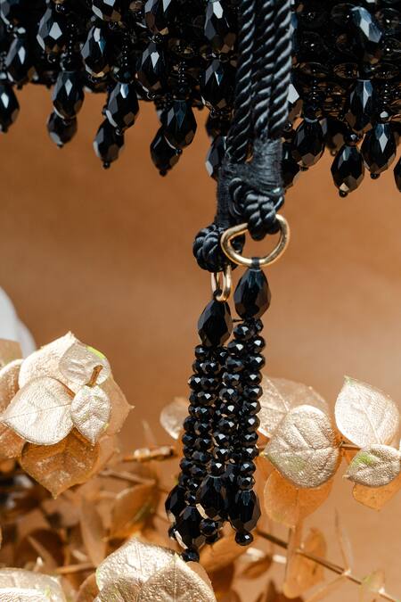 Nayaab By Sonia_Black Beads, Sequins Crystalline Noir Potli Bag_Online_at_Aza_Fashions