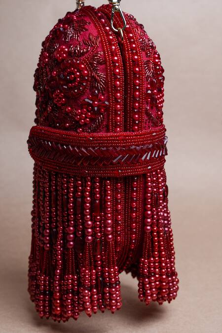 Buy Nayaab By Sonia Red Beads, Tassels Beaded Potli Bag Online at Aza Fashions Buy_Nayaab By Sonia_Red Beads, Tassels Beaded Potli Bag _Online_at_Aza_Fashions