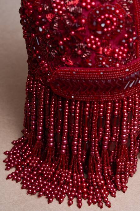 Nayaab By Sonia Red Beads, Tassels Beaded Potli Bag at Aza Fashions Nayaab By Sonia_Red Beads, Tassels Beaded Potli Bag _at_Aza_Fashions