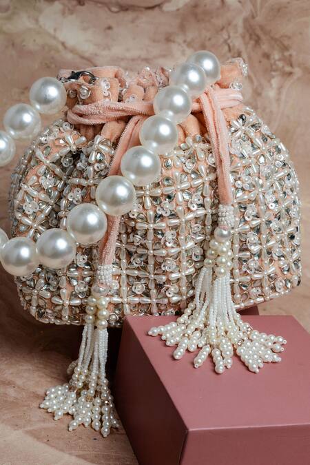 Nayaab By Sonia Pink Sequins, Beads, Pearls Flower Bed Blush Potli Online at Aza Fashions Nayaab By Sonia_Pink Sequins, Beads, Pearls Flower Bed Blush Potli _Online_at_Aza_Fashions