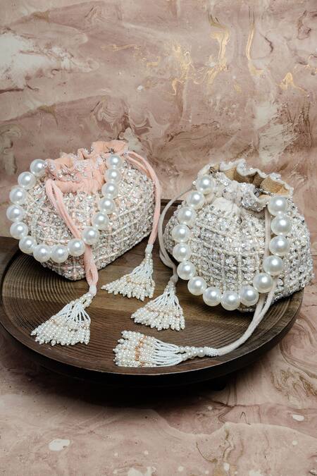 Nayaab By Sonia Pink Sequins, Beads, Pearls Flower Bed Blush Potli at Aza Fashions Nayaab By Sonia_Pink Sequins, Beads, Pearls Flower Bed Blush Potli _at_Aza_Fashions