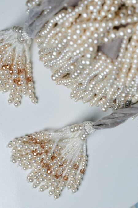 Nayaab By Sonia Silver Beads, Tassels Beaded Potli Bag Online at Aza Fashions Nayaab By Sonia_Silver Beads, Tassels Beaded Potli Bag_Online_at_Aza_Fashions