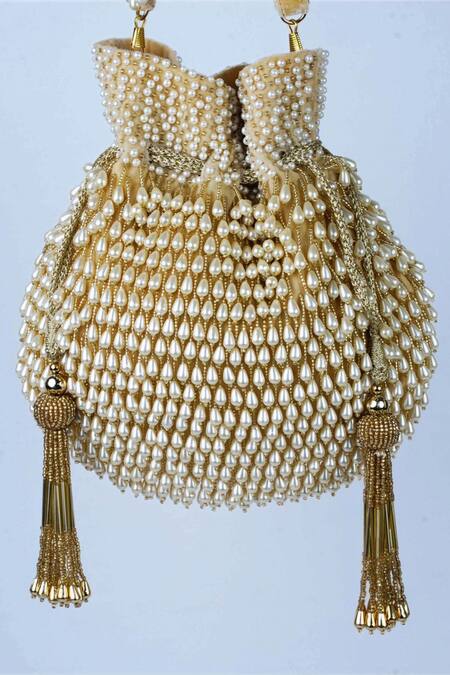 Nayaab By Sonia Gold Pearls, Beads Tassel Potli Bag Online at Aza Fashions Nayaab By Sonia_Gold Pearls, Beads Tassel Potli Bag _Online_at_Aza_Fashions