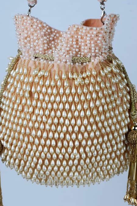 Nayaab By Sonia Pink Pearls, Beads Tassel Blush Potli Bag Online at Aza Fashions Nayaab By Sonia_Pink Pearls, Beads Tassel Blush Potli Bag _Online_at_Aza_Fashions