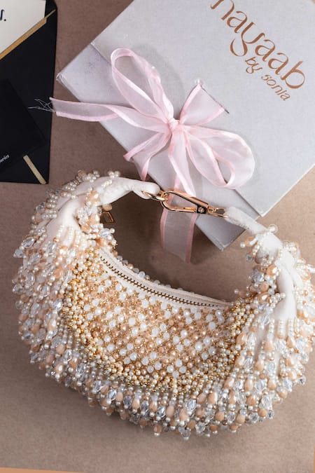 Nayaab By Sonia Tasseled Lattice Potli Bag 