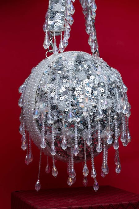 Buy_Nayaab By Sonia_Silver Sequins, Beads Enchantment Potli Bag 
