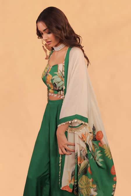 Surkh Syahi Off White Cotton, Muslin Pom-poms Open , Square Kokum Shrug Co-ord Set Online at Aza Fashions Surkh Syahi_Off White Cotton, Muslin Pom-poms Open , Square Kokum Shrug Co-ord Set _Online_at_Aza_Fashions