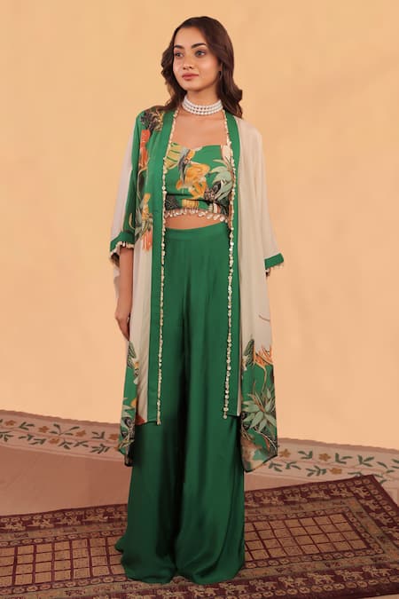 Shop Surkh Syahi Off White Cotton, Muslin Pom-poms Open , Square Kokum Shrug Co-ord Set Online at Aza Fashions Shop_Surkh Syahi_Off White Cotton, Muslin Pom-poms Open , Square Kokum Shrug Co-ord Set _Online_at_Aza_Fashions