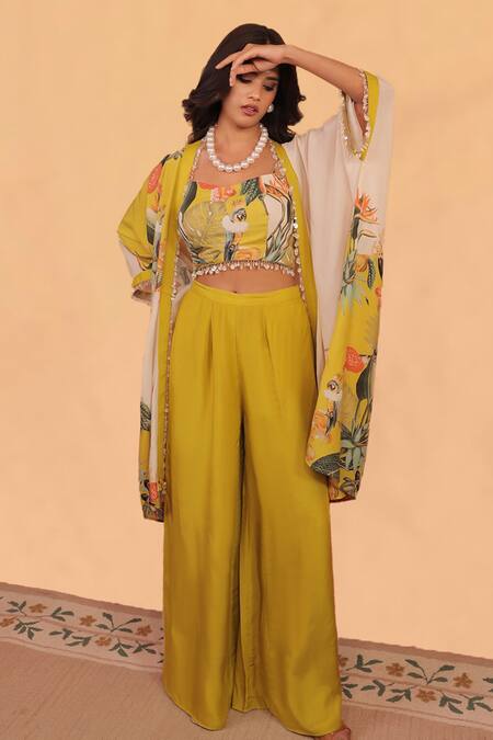 Shop Surkh Syahi Off White Cotton, Muslin Open , Round Kokum Shrug Co-ord Set Online at Aza Fashions Shop_Surkh Syahi_Off White Cotton, Muslin Open , Round Kokum Shrug Co-ord Set _Online_at_Aza_Fashions