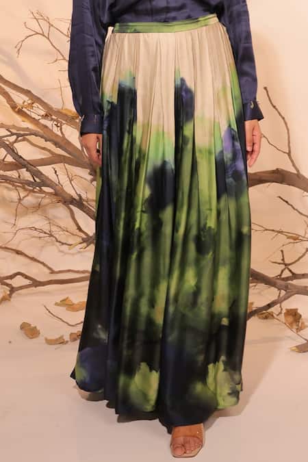 Surkh Syahi_Navy Cotton, Silk Collared Jheel Co-ord Set _at_Aza_Fashions
