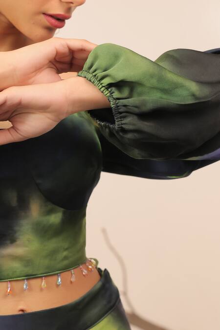 Shop Surkh Syahi Multi Color Cotton, Silk Off-shoulder Jheel Ruched Skirt And Off Top Set Online at Aza Fashions Shop_Surkh Syahi_Multi Color Cotton, Silk Off-shoulder Jheel Ruched Skirt And Off Top Set _Online_at_Aza_Fashions