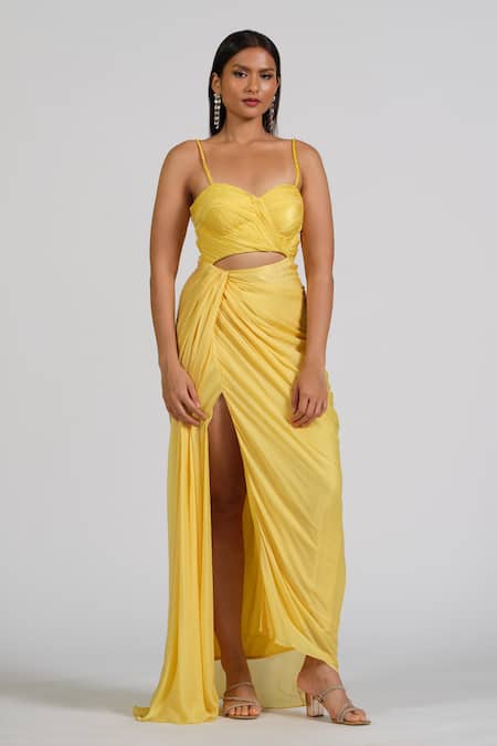 Astha Batra Drape Front Cut Out Gown 