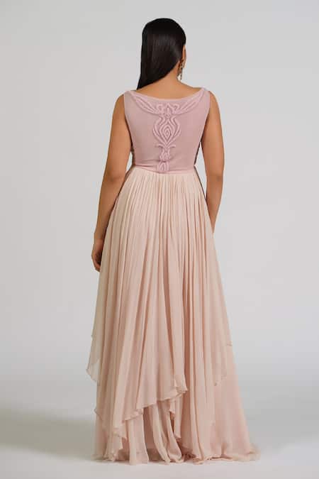 Astha Batra Flared Boat Neck Embroidered Gown 