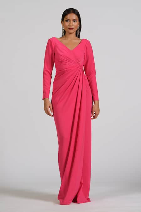 Astha Batra Structured Shoulder Drape Gown 