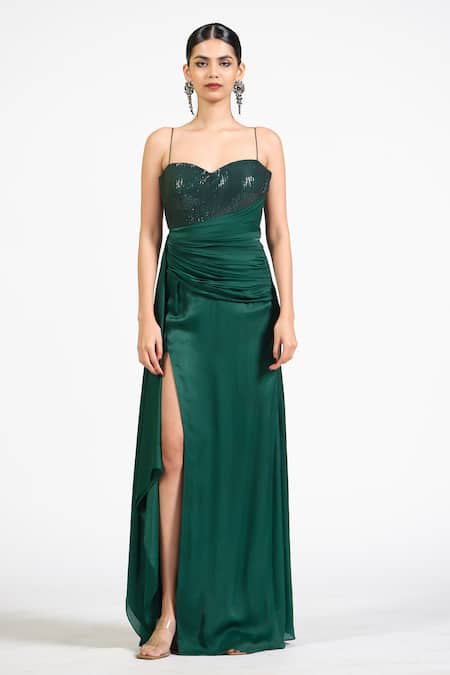 Astha Batra Celeste Green Drape Gown 