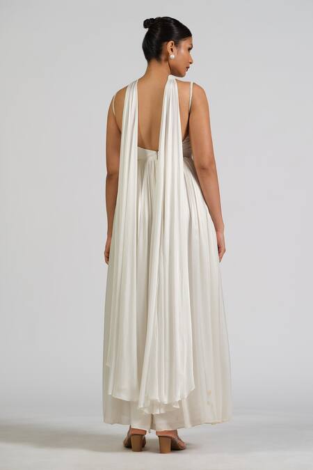 Astha Batra White Hand Embroidered Anarkali Set 