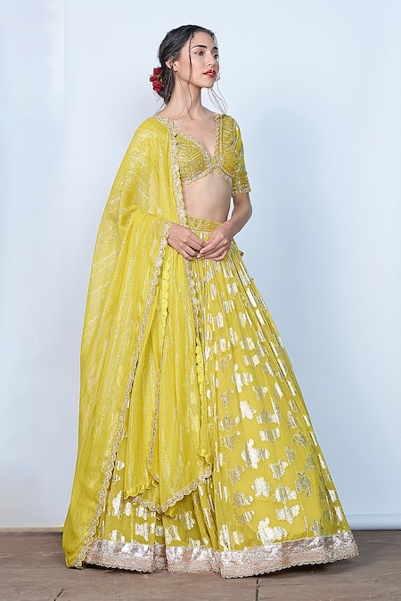 Priyanka Jain Mehndi Bloom Green Lehenga Set 