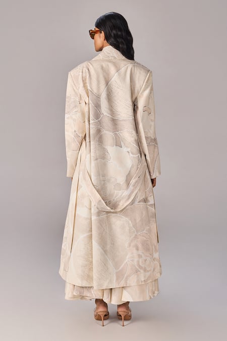 Saaksha & Kinni Abstract Floral Oversize Trench Coat 
