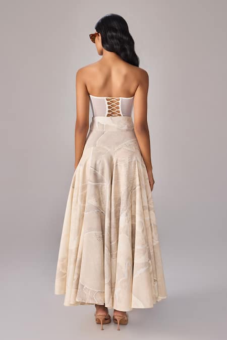 Saaksha & Kinni Abstract Floral Print Strapless Corset 