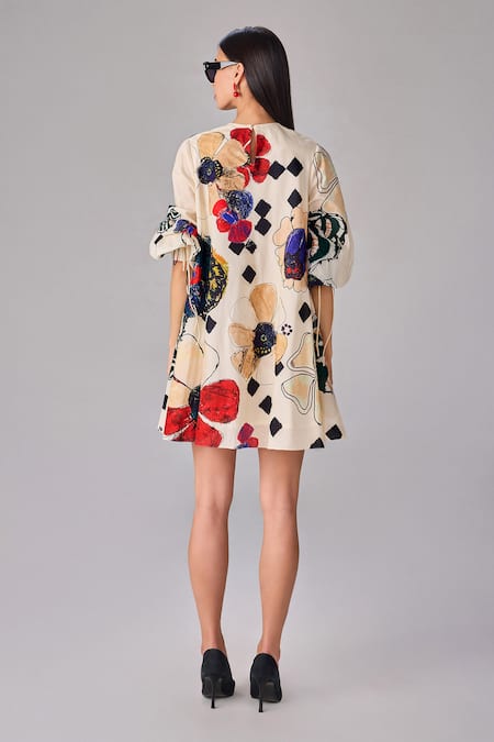 Saaksha & Kinni Floral Abstract Print Shift Dress 