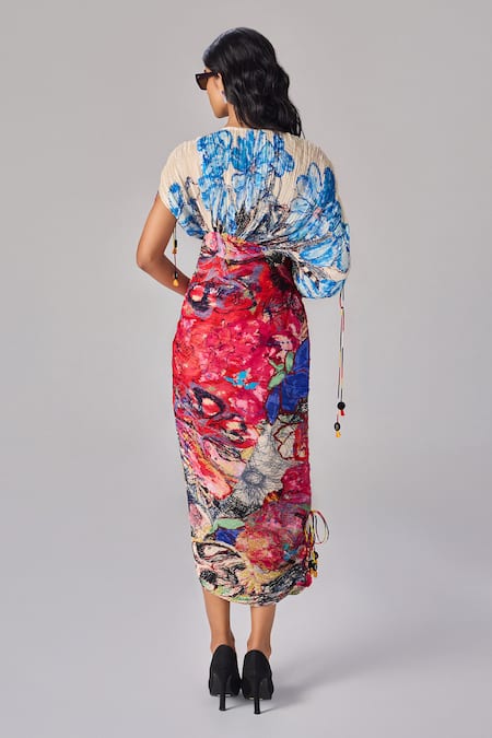 Saaksha & Kinni Abstract Floral Print Kaftan Midi Dress 