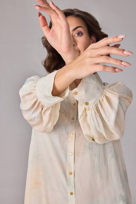 Saaksha & Kinni Multi Color Crepe Collared Floral Print Buttoned Down Maxi Dress Online at Aza Fashions Saaksha & Kinni_Multi Color Crepe Collared Floral Print Buttoned Down Maxi Dress _Online_at_Aza_Fashions