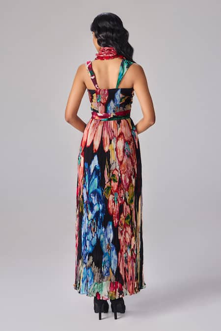 Saaksha & Kinni Floral Print Hand Pleat Maxi Dress 