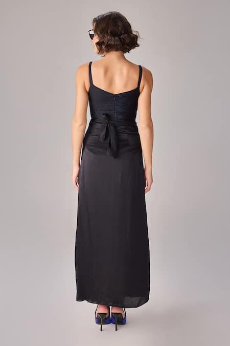 Saaksha & Kinni Black Abstract Floral Print Bodysuit 