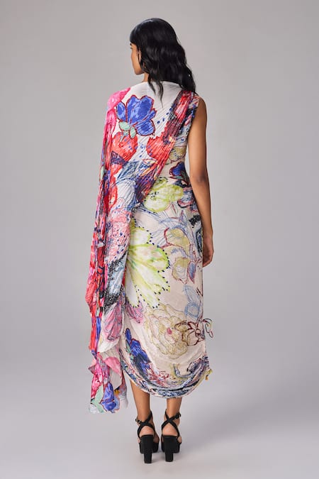 Saaksha & Kinni Abstract Floral Print Kaftan Dress 
