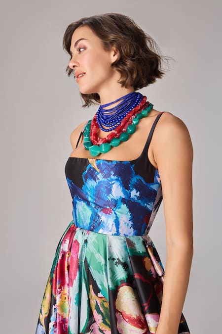 Saaksha & Kinni Floral Print Asymmetric Maxi Dress 