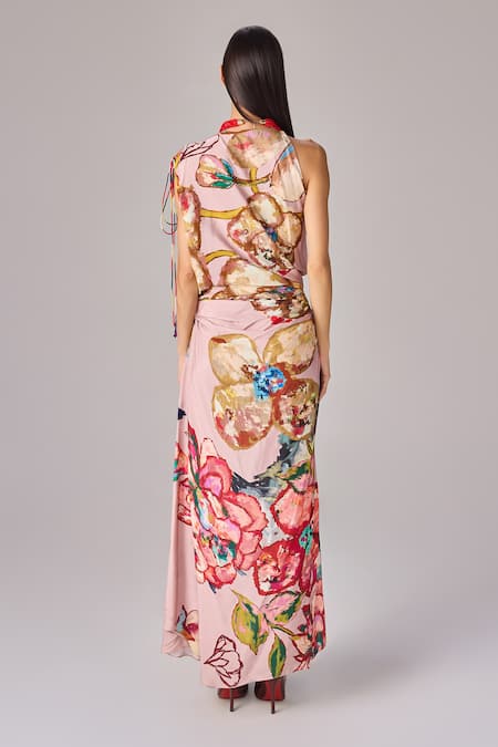 Saaksha & Kinni Floral Print One Shoulder Maxi Dress 