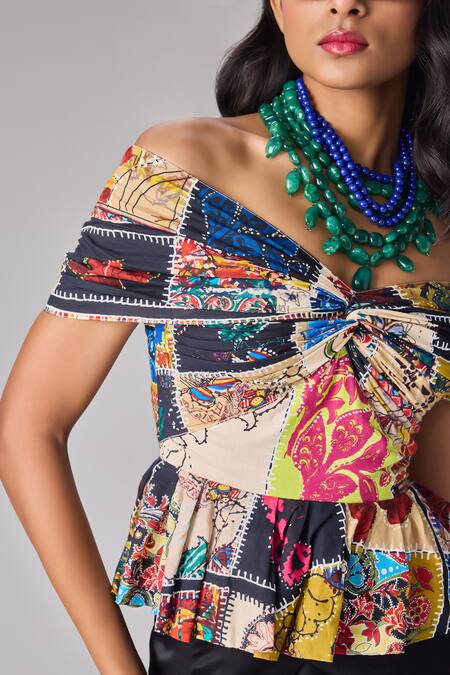 Shop_Saaksha & Kinni_Black Satin High Waist Asymmetric Maxi Wrap Skirt _Online_at_Aza_Fashions