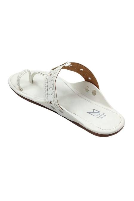 The Madras Trunk_White Haiku Rang Kolhapuri Flats _Online_at_Aza_Fashions