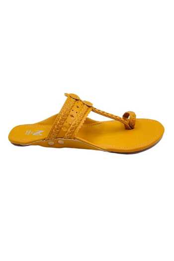 The Madras Trunk_Yellow Kolhapuri Flat Sandals _Online_at_Aza_Fashions