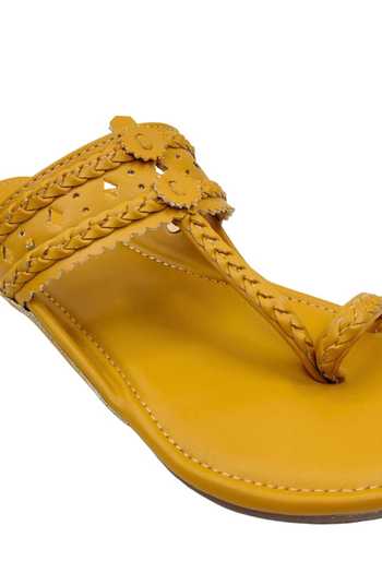 The Madras Trunk_Yellow Kolhapuri Flat Sandals _at_Aza_Fashions