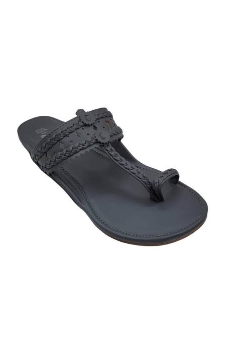 Shop_The Madras Trunk_Black Haiku Rang Kolhapuri Flats _Online_at_Aza_Fashions