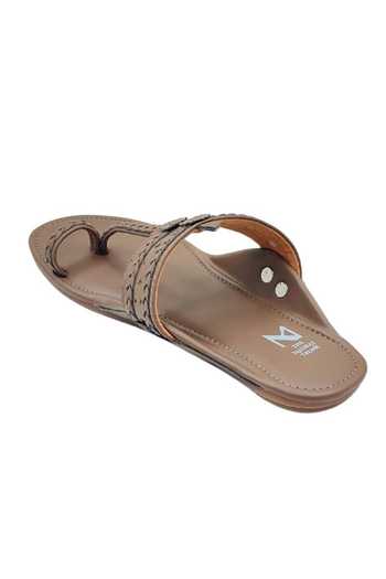Shop The Madras Trunk Taupe Haiku Kolhapuri Flats In Online at Aza Fashions Shop_The Madras Trunk_Taupe Haiku Kolhapuri Flats In _Online_at_Aza_Fashions