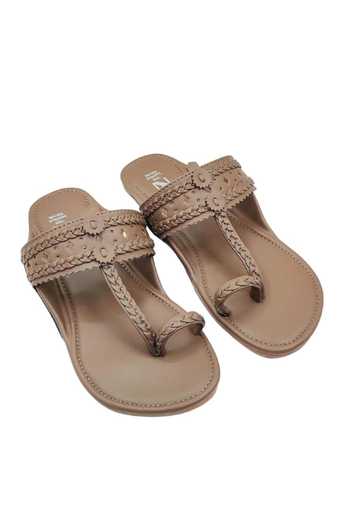 The Madras Trunk Taupe Haiku Kolhapuri Flats In at Aza Fashions The Madras Trunk_Taupe Haiku Kolhapuri Flats In _at_Aza_Fashions