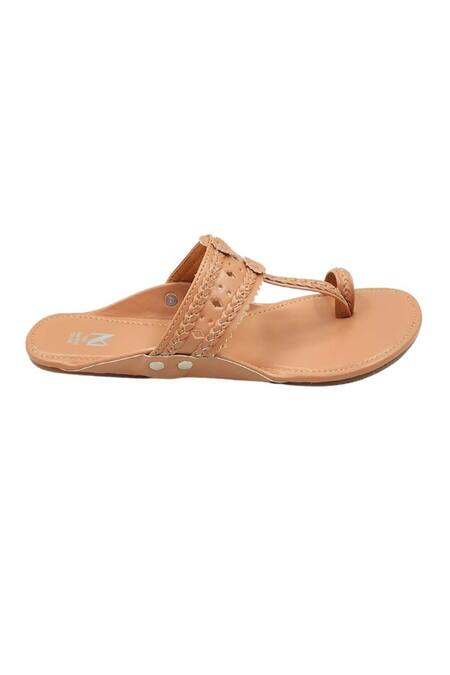 The Madras Trunk_Tan Kolhapuri Flat Sandals _Online_at_Aza_Fashions