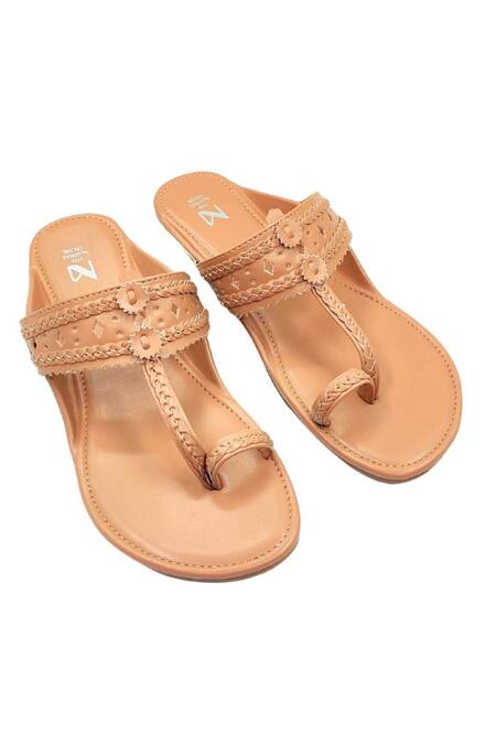 The Madras Trunk_Tan Kolhapuri Flat Sandals _at_Aza_Fashions
