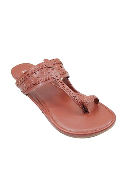 Shop_The Madras Trunk_Brown Handcrafted Kolhapuri Flats _Online_at_Aza_Fashions