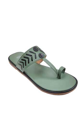 Buy_The Madras Trunk_Olive Green Haiku Meera Black Kolhapuri Flats _Online_at_Aza_Fashions