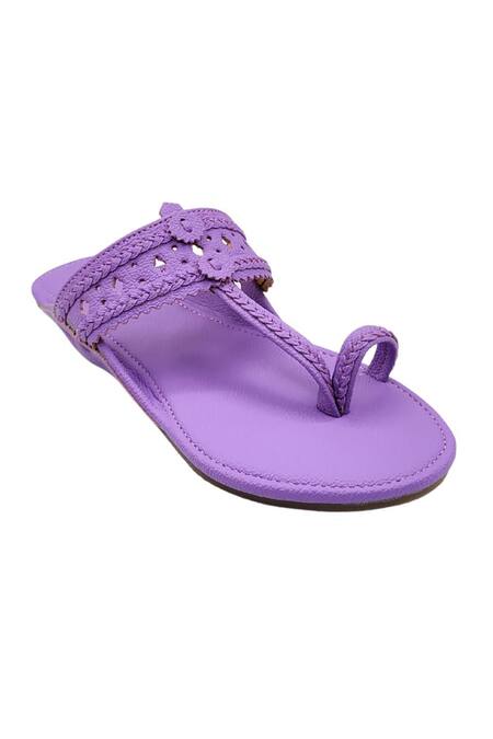 Shop_The Madras Trunk_Lavender Kolhapuri Flats  _Online_at_Aza_Fashions