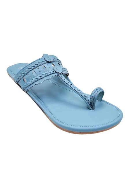 Buy The Madras Trunk Blue Handcrafted Kolhapuri Flats Online at Aza Fashions Buy_The Madras Trunk_Blue Handcrafted Kolhapuri Flats _Online_at_Aza_Fashions