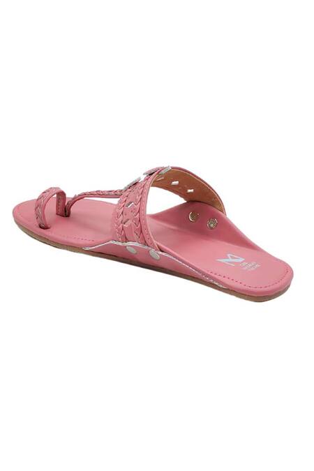 The Madras Trunk_Pink Light Kolhapuri Flats _Online_at_Aza_Fashions