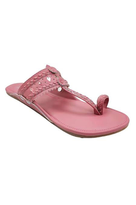 Shop_The Madras Trunk_Pink Light Kolhapuri Flats _Online_at_Aza_Fashions