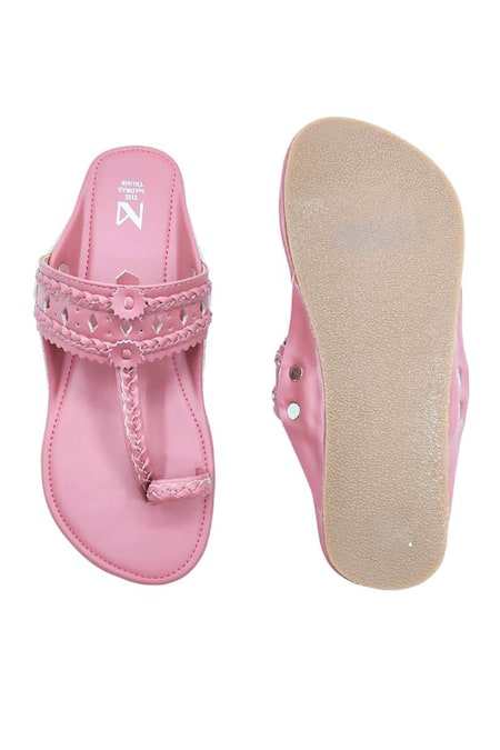 The Madras Trunk Light Pink Kolhapuri Flats 