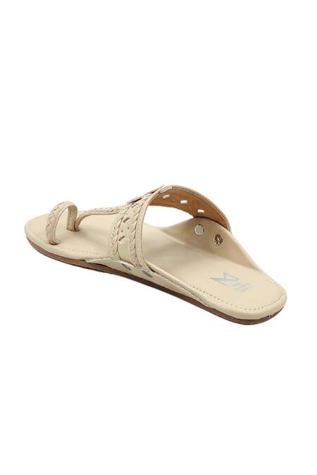 The Madras Trunk_Beige Kolhapuri Flats _Online_at_Aza_Fashions